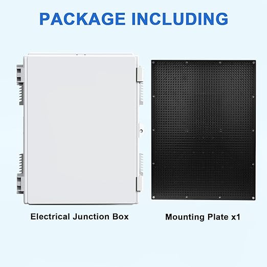 Electrical Box, Outdoor Electrical Junction Box 15.7"x11"x5.9" IP65 Waterproof ABS Plastic Enclosure Project Box with Internal Mounting Panel Hinged Lid (Grey Plastic)