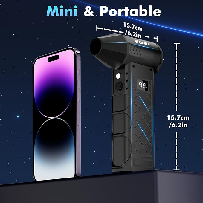 Compressed Air Duster,130000RPM Electric Air Duster with LED Auxiliary Light & 3-Mode Flashlight,4 Gears diamond Design Mini Blower with Display,Hand Held Jet fan for Keyboard,Car,Snow,Barbecue