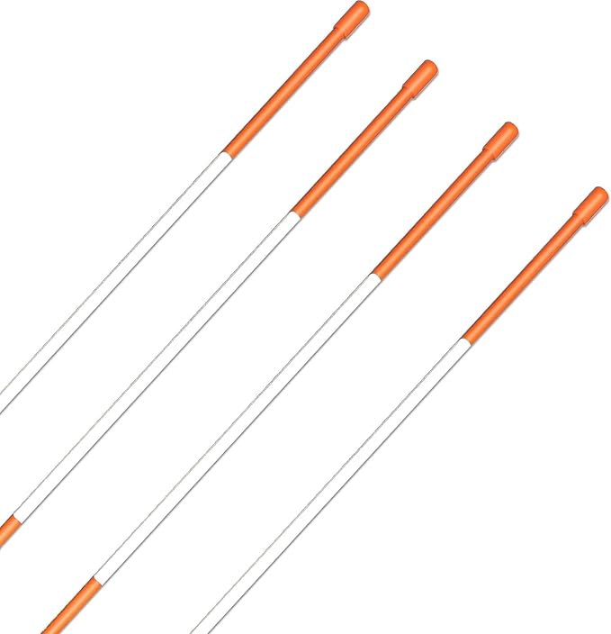 Hourleey 20 Pack 48" Reflective Driveway Markers, 5/16 Inch Dia Snow Stakes with Fiberglass Pole & Hammer Cap, Visibility Safety Markers Reflective Strip for Snow Plowing and Landscape
