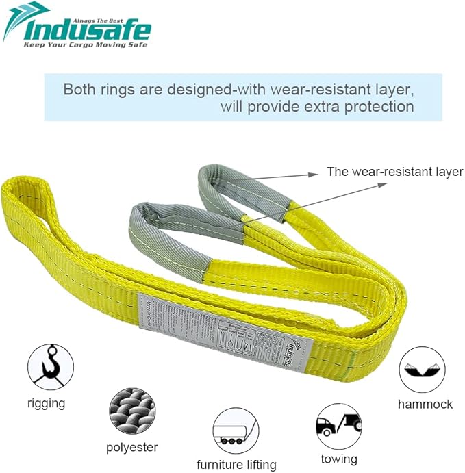 Lift Sling Straps 3ft Flat Web Sling 6200lbs Capacity Lifting Straps Tree Saver Recovery Strap