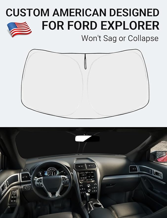 Proadsy Windshield Sun Shade for Ford Explorer SUV 2011-2019 4-Layer Foldable Front Sunshade Protector Sun Visor Blocks UV Rays Keep Car Cooler