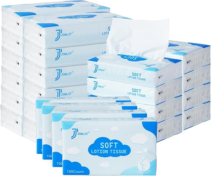 Lotion Facial Tissues - 2400 Sheets 3-Ply Ultra Soft Portable Travel Tissues for Sensitive Skin, Soothing and Gentle Tissues Bulk for Nose