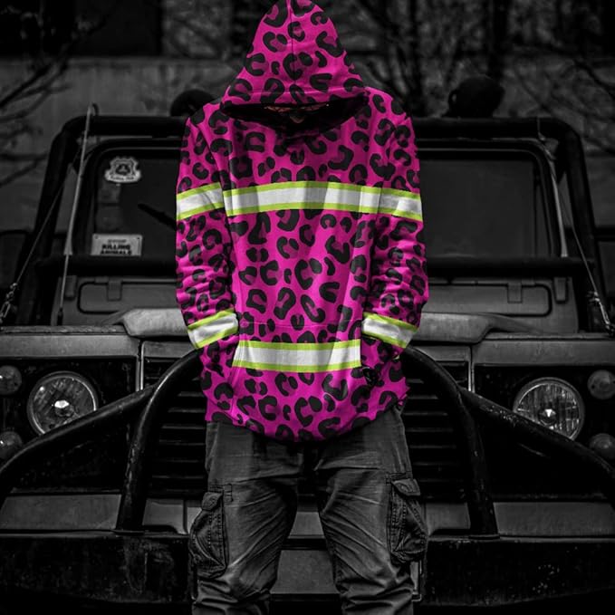 Color US Flag High Visibility Hoodie for Men Women Reflective Tapes Safety Workwear for Worker Runner Patriotic