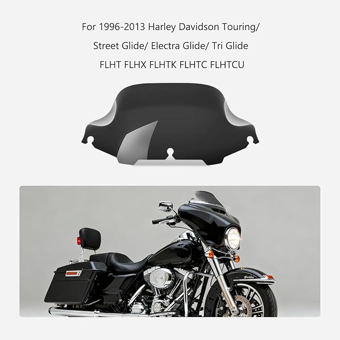 8 inch Black Windshield Windscreen for 1994-2013 Harley Davidson Touring Street Glide Electra Glide/Ultra Limited/Tri Glide FLHT FLHX FLHXS FLHTK