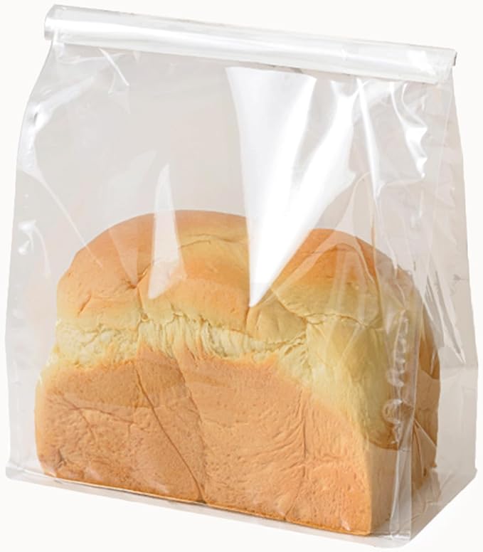 50 Pcs Bread Bags for Homemade Breads, 8.6 Inch Clear Bakery Bags with Tin Tie, Large Loaf Plastic Bag, Storage PackingBag for Foods