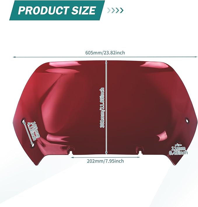 11.5'' Windshield Windscreen Motorcycle Wind Splitter Fit for Harley Road Glide FLTRXSE 2023-later FLTRX FLTRXSTSE 2024-later for Dual Headlights Red