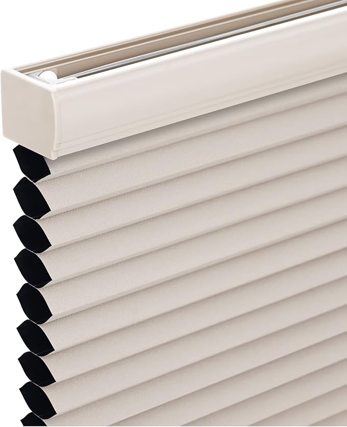 Changshade Cordless Cellular Shades, Blackout Honeycomb Shades for Windows, Pull Down Pleated Blinds, Easy to Install for Indoor Windows and French Doors,56" W x 72" H, Beige