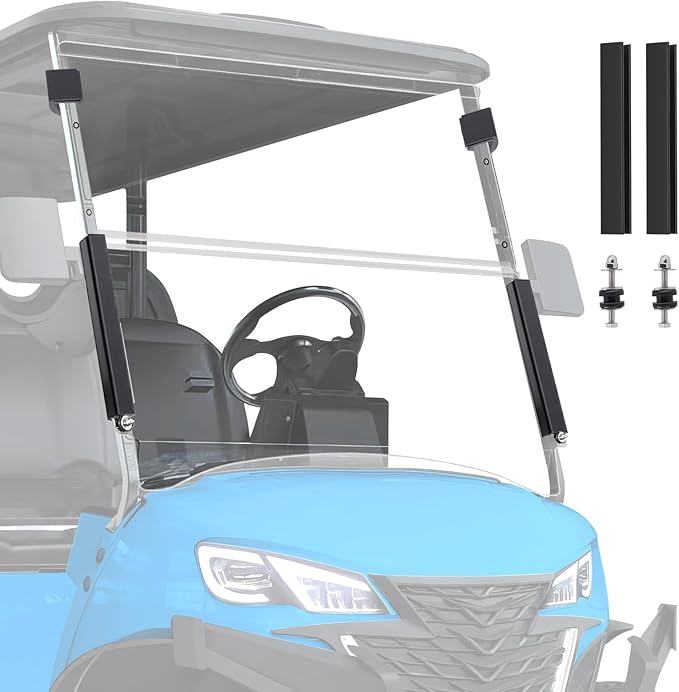 Nilight Golf Cart Windshield for Front Window Foldable Windproof UV Protection Compatible with Club Car Precedent Gas or Electric 2004-Up, Scratch and Impact Resistant, Clear Acrylic