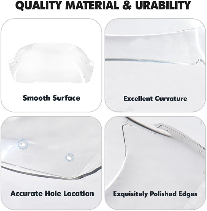 Clear 10" Wave Windshield Windscreen Compatible for Harley Davidson CVO Street Glide FLHXSE 2023 2024, FLHX/I 2024