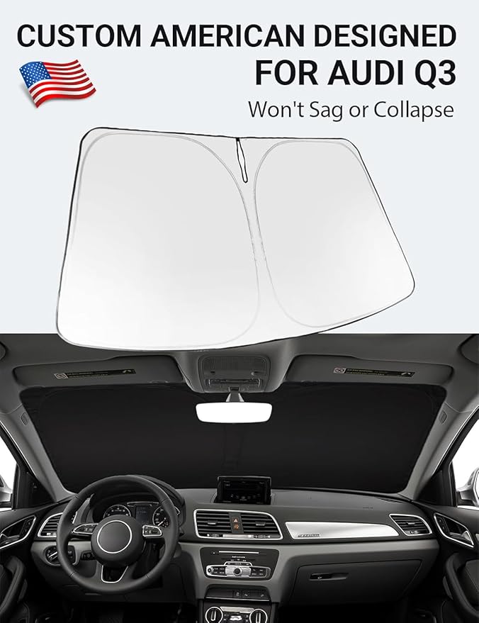 Proadsy Windshield Sun Shade for Audi Q3 2013-2018 Foldable Front Sunshade Protector Sun Visor Blocks UV Rays Keep Car Cooler