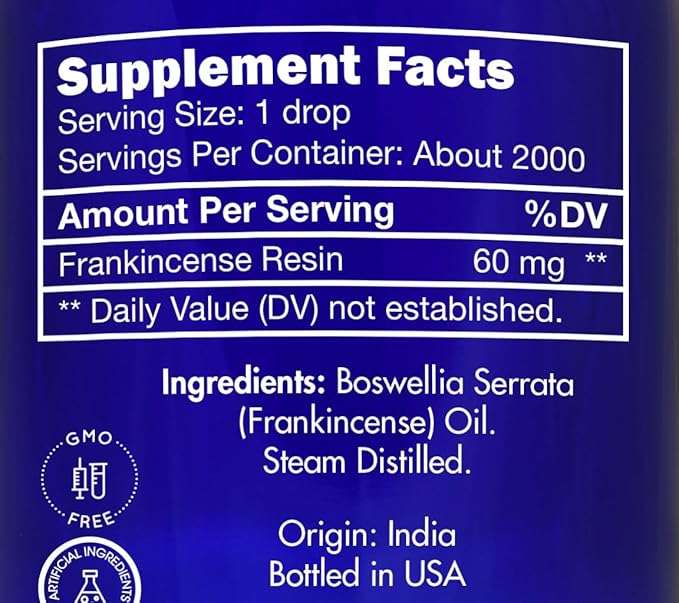Frankincense Essential Oil, Food Grade, for Face – 100% Pure, Frankincense, Resin, Oil, Boswellia Serrata, Edible, by Zongle Therapeutics, 4 OZ