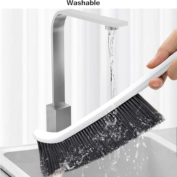 Dust Brush, 14" Narrow Skinny Soft Bristles Hand Whisk Broom, Cleaning Tight Spaces/Bed/Couch/Drafting/Clothes/Upholstery/Art (1)