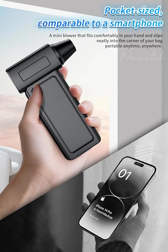 1-Second Turbo Blast — Compressed Air Duster 200,000RPM - Powerful Cordless Electric Air Blower with LED Light, 4-Speed Adjustable, Rechargeable Dust Cleaner for PC, Car，Home Canned Air Alternative