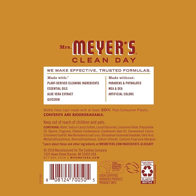 Mrs. MEYER'S Apple Cider Kitchen Set, Includes, 1 Hand Soap, 1 Dish Soap, and 1 Multi Surface Cleaner 3 ct.
