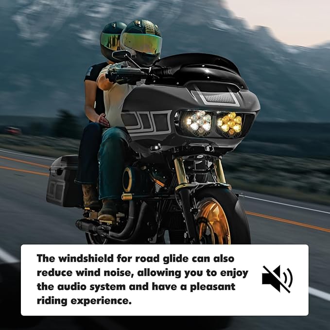 13" Windshield for Harley Davidson Touring Road Glide CVO FLTRX/FLTRXS/FLTRK/FLTRU/FLTRUSE 2014-2022 Windscreen Air Deflector, Black
