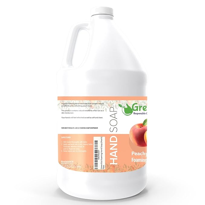 GreenFist Foaming Hand Soap Refills Peach Scent Jug Foam Refill Made in USA, 128 ounce (1 Gallon)