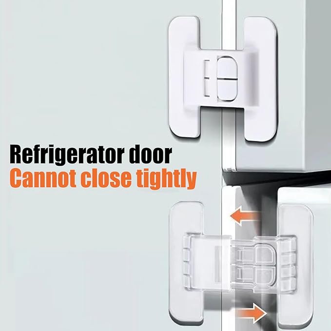 Refrigerator Lock - Self-Adhesive Fridge Door Lock for Safety | Fixed Buckle for Glass Metal Surfaces, Childproof Anti Open Protection, Home Kitchen Cabinet RV Security for Kids & Adults