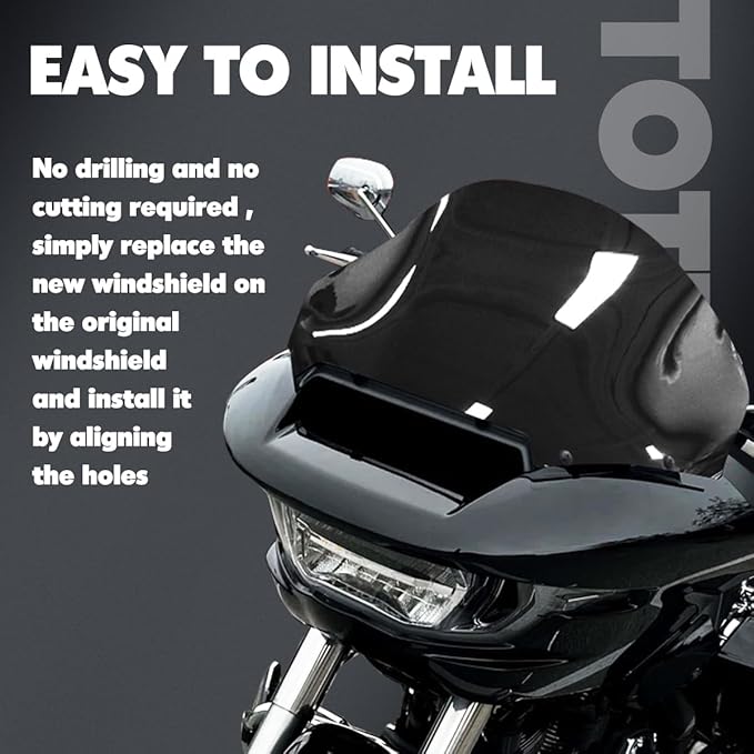 13" Windshield for Harley Davidson Touring Road Glide CVO FLTRX/FLTRXS/FLTRK/FLTRU/FLTRUSE 2014-2022 Windscreen Air Deflector, Black