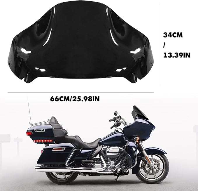13" Windshield for Harley Davidson Touring Road Glide CVO FLTRX/FLTRXS/FLTRK/FLTRU/FLTRUSE 2014-2022 Windscreen Air Deflector, Black