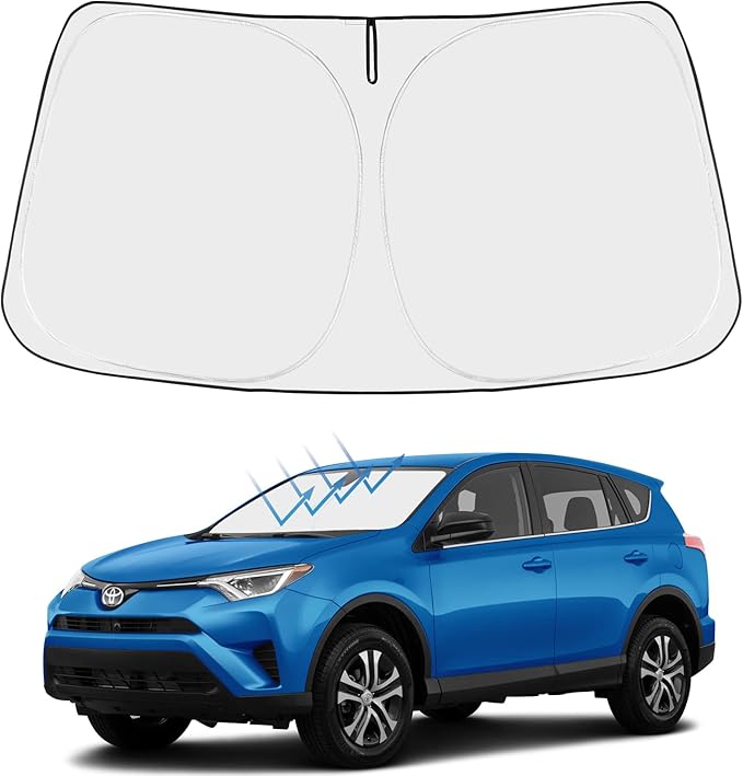 Proadsy Windshield Sun Shade for Toyota RAV4 2013 2014 2015 2016 2017 2018 Custom Fit LE XLE Premium Hybrid Crossover Foldable Sunshade Protector Sun Visor Blocks UV Rays Keep Car Cooler