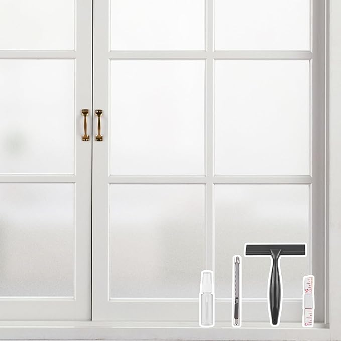 Kromapolis Window Privacy Film Frosted Glass Window Film, Heat Blocking Privacy Film for Glass Windows, Static Cling Non-Adhesive Frosting Window Stickers for Door Home (Frosted, 45.2 x 78.7 inch)