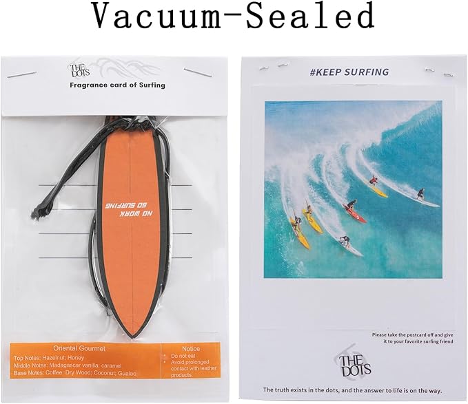THEDOTS Series 15 Pack Oriental Gourmet Surfboard Hanging Car Air Fresheners, Detachable Message Cards with Surfing Art, Long-lasting Scent for Car & Home