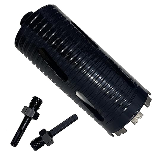 5 inch Dry Core Drill Bits 10in/254mm Drilling Depth， 5/8-11" Thread，10mm Diamond Segment Height，2 Adapters