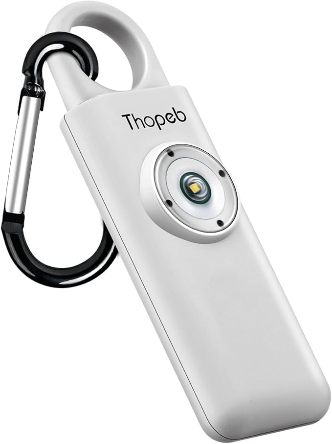 Thopeb® Personal Safety Alarm for Women – 130dB Loud Emergency Siren & SOS Strobe LED Light – Self Defense Keychain, College Dorm Room Essentials for Girls (Metallic Silver)