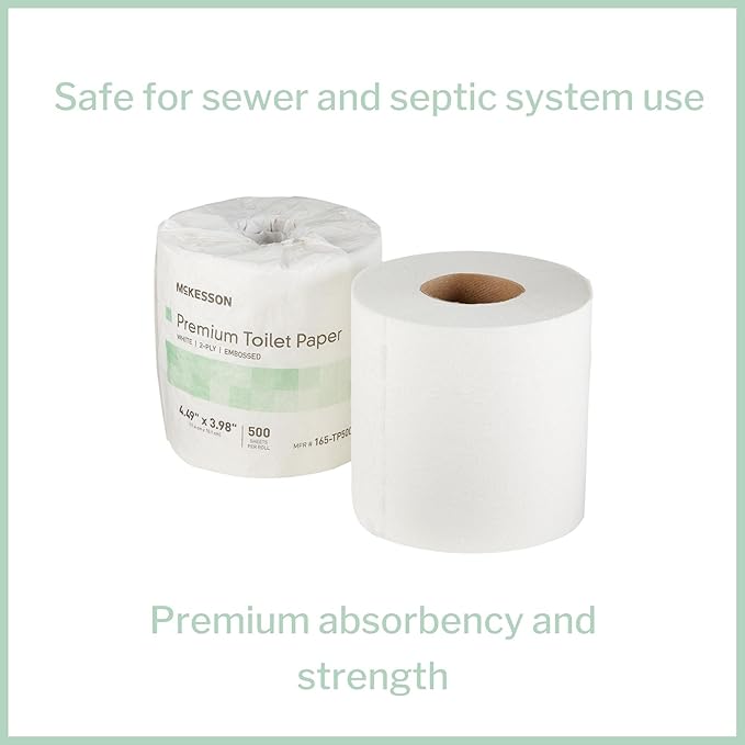 McKesson Premium Toilet Paper, 2-Ply, 1 Roll, 80 Packs, 80 Total
