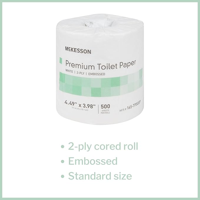 McKesson Premium Toilet Paper, 2-Ply, 1 Roll, 80 Packs, 80 Total