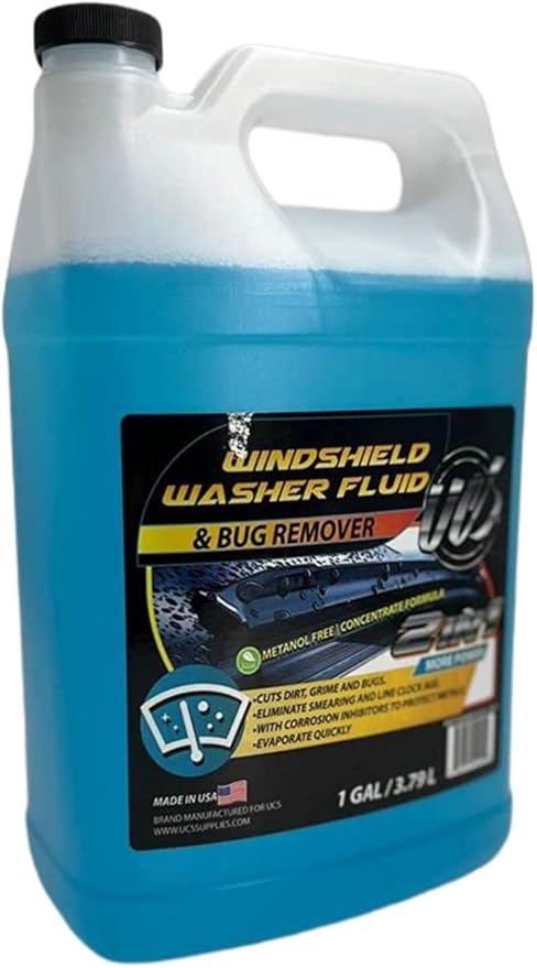 UCS 2-in-1 Windshield Washer Fluid 1 Gallon – Ready to Use, Streak-Free Formula, All-Weather Cleaning Power, Removes Bugs, Dirt & Road Grime – Premium Windshield Cleaner (128 fl oz)
