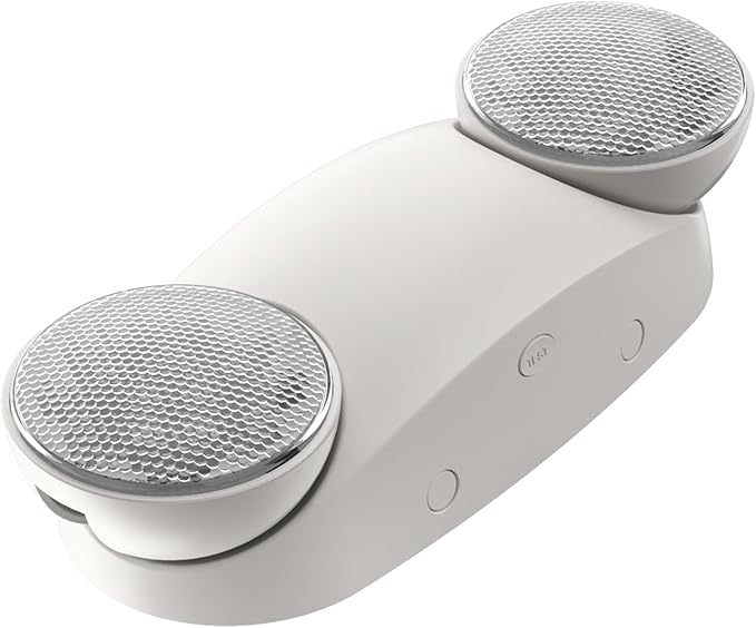 1 Pack White LED Emergency Lights with Battery Backup, Two Head Adjustable Emergency Lighting Fixtures-Fireproof Materials-Emergency Lighting Fixture/Emergency Light Home.