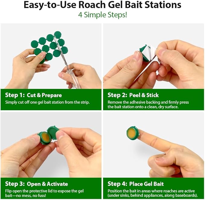 12 Pack Roach Killer Indoor Infestation Roaches Gel Bait Stations, Powerful Cockroach Killer Indoor Home for Roach Infestation, Long-Lasting & Effective Cockroach Gel Bait, Easy to Use & No Mess