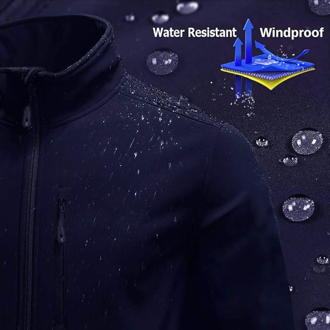 TRAILSIDE SUPPLY CO. Men's Softshell Jacket Fleece Lined Windbreaker,Lightweight Water Resistant Winter Coat
