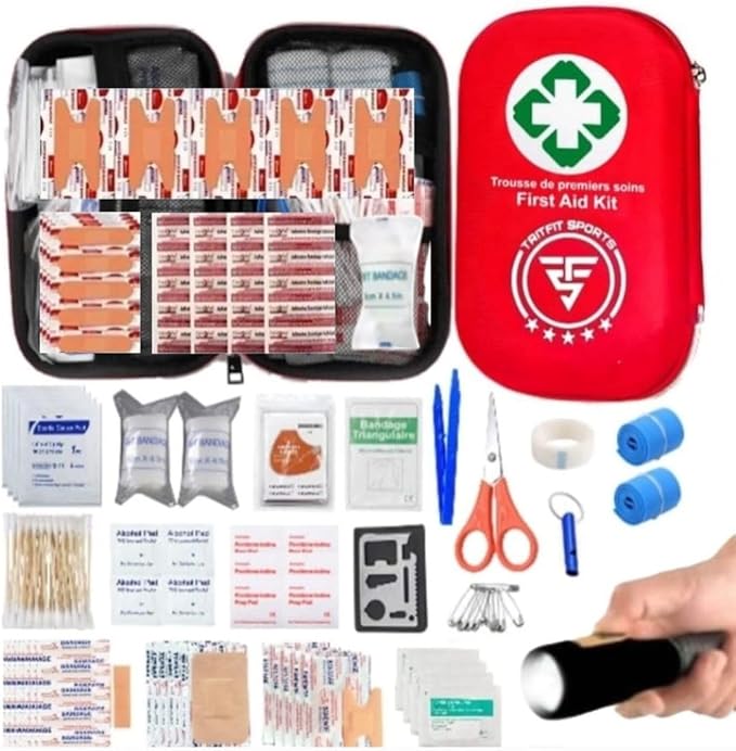 First Aid Kit & Survival Kit, Includes 300 Pieces, First aid for Camping, Home, car, All Purpose kit, Emergency preparedness for All Activities by TRITFIT SPORTS