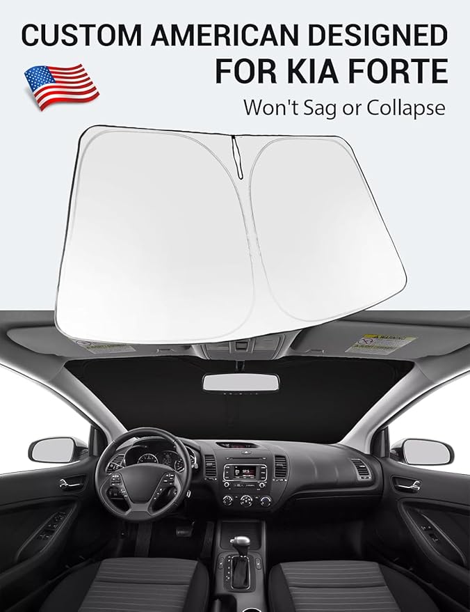 Proadsy 2025 Upgrade Windshield Sun Shade Custom Fit Kia Forte 2014 2015 2016 2017 2018 Front Window Sunshade Protector Foldable Sun Visor Kia Prime Accessories