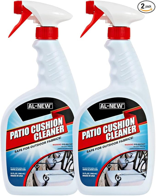 AL-NEW Patio Cushion Cleaner | Safe For Use On Outdoor Fabrics Such As Patio Cushions, Awnings, Furniture Covers, and more (32 Ounce) Pack of 2