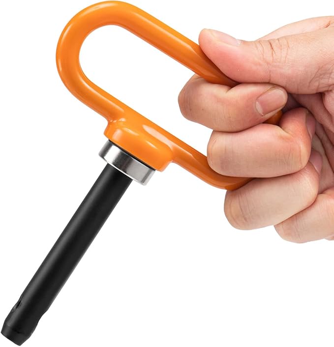 CZC AUTO Magnetic Hitch Pin 5/8" Lawn Mower Trailer Hitch Pin, Magnet Trailer Gate Pin for Simple One Handed Hook On & Off - Securely Hitch Lawn & Tow Behind Attachment, Orange