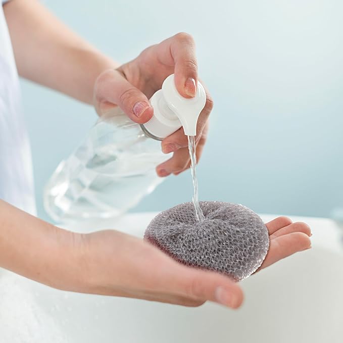 Plastic Dish Scrubbers for Dishes 15Pcs Plastic Pot Round Scrubber Scouring Pad Assorted Colors Nylon Non Scratch Dish Scrubber for Kitchen Cleaning (Black, White, Gray)