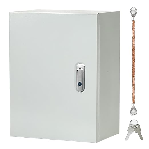 Cold Rolled Steel Outdoor Electrical Box 16"x20"x8", Weatherproof Steel Electrical Junction Box with Lock, Mounting Plate, for Garage, Factory, Residential Electrical Equipment (16"x20"x8")