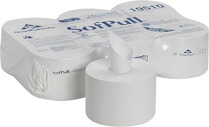 Georgia-Pacific SofPull 19510 Centerpull 2-Ply High Capacity Toilet Paper, 1000 Sheets Per Roll, 6 Rolls Per Case, White