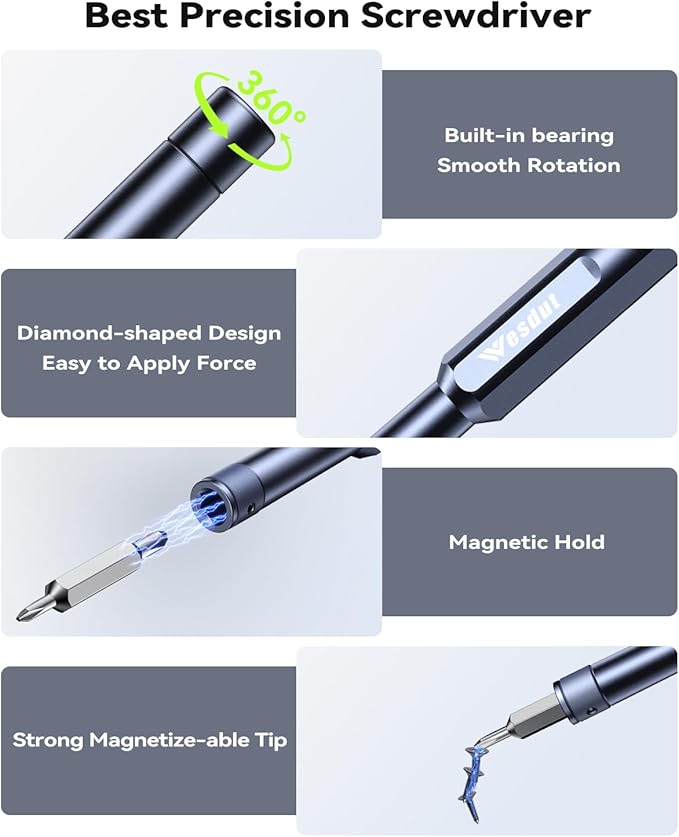 49-in-1 Small Screwdriver Set, [Super Durable] Tiny Torx Screwdriver Fits All Ring Doorbell, Precision Magnetic Mini Repair Tool Kit for Watch, Laptop, Eyeglass, Camera, Men Gift Screw Driver