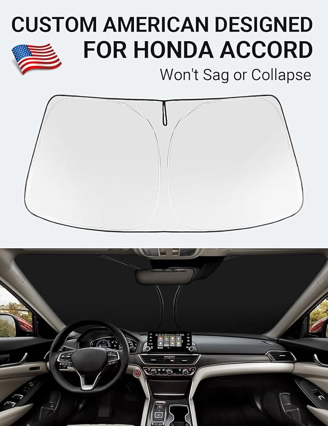 Proadsy Windshield Sun Shade Custom Fit 2018-2022 Honda Accord (Not for 2022 Sport) 4-Layer Foldable Front Sunshade Protector Sun Visor Blocks UV Rays Keep Car Cooler Accessories