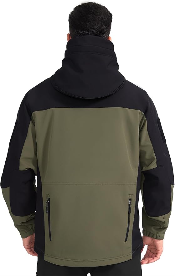 FREE SOLDIER Men's Outdoor Waterproof Soft Shell Hooded Military Tactical Jacket