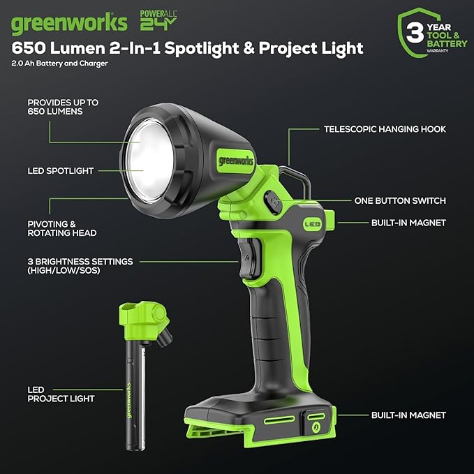 Greenworks 24V Brushless 6-Tool Combo Kit, Cordless Power Tool Set with 130MPH Blower, 6-1/2" Circular Saw, Drill/Driver, Impact Driver, Multi-Tool, Work Light & 4 Batteries