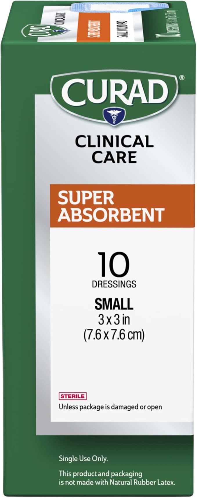 Curad Super Absorbent Wound Pad, Non Adhesive Gauze Pad for Wound Care, Water-Repellent Bandage for Wounds, Wound Care and Dressing Supplies, Small, 3"x3", 10 Count