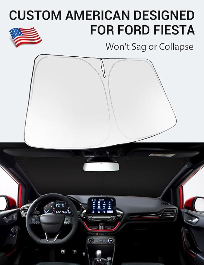 Proadsy Windshield Sun Shade for Ford Fiesta 2017-2023 4-Layer Foldable Front Sunshade Protector Sun Visor Blocks UV Rays Keep Car Cooler Accessories