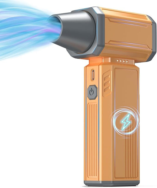 Compressed Air Duster,130000RPM Electric Duster,Stepless Speed Mini Air Blower,Replace Canned Air Duster,Cordless Rechargeable Jet Fan Blower for Keyboard Computer Car Cleaning Dry-Yellow