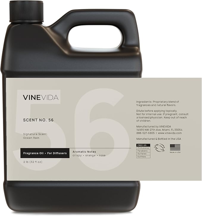 VINEVIDA [32 Fl Oz] Ocean Rain Fragrance Oil for Cold Air Diffusers, Essential Oils for Diffuser Oil Refill & Air Freshener Room Spray