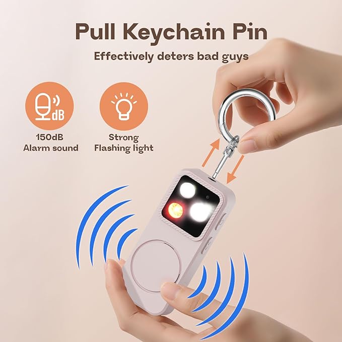 Personal Safety Alarm & Self Defense Keychain, Loud Siren with Strobe Light, Reusable Protection for Jogging, Walking Alone (Cyan)